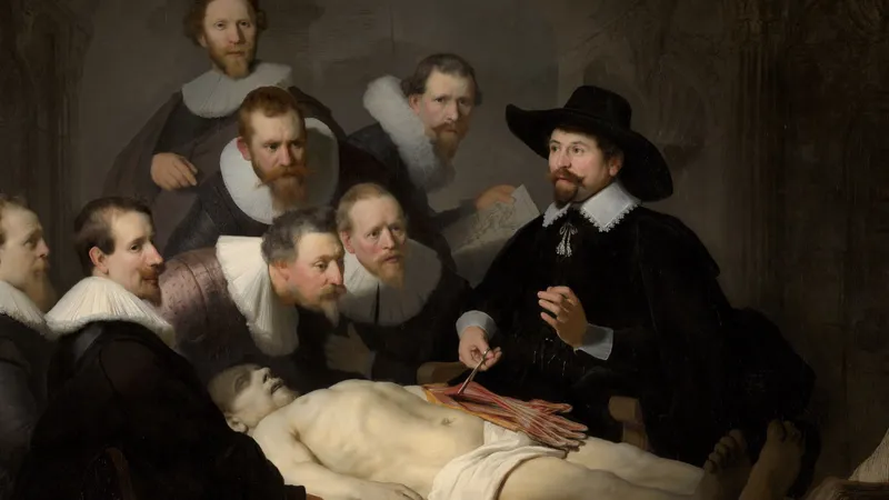 Rembrandt's The Anatomy Lesson of Dr Nicolaes Tulp, pixelated